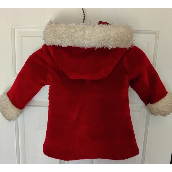 Vintage 70s Sears Coat Hooded Girls Red Christmas 2T Gold Buttons 1970s Hooded - Picture 8 of 12
